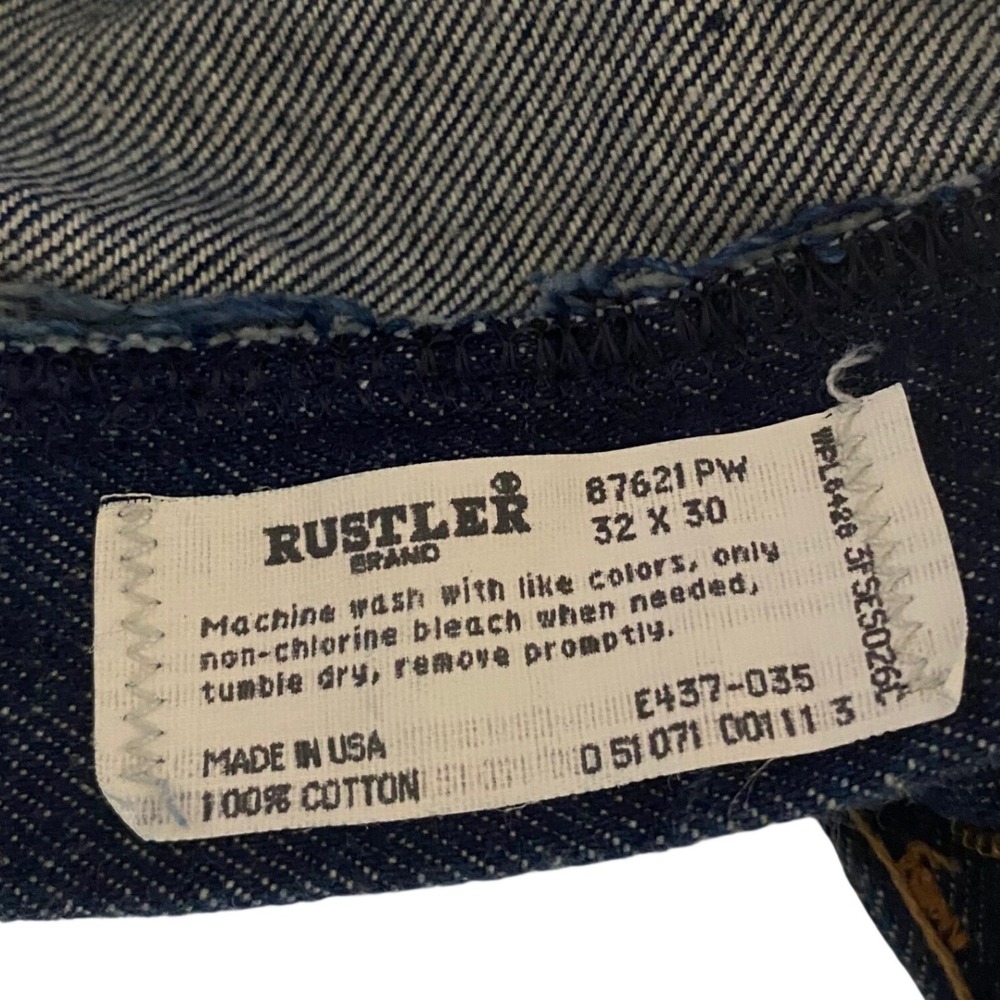 Rustler Denim Men's Jeans 32x30 Made USA Dark Wash Straight Leg Cotton Vintage - Picture 3 of 11